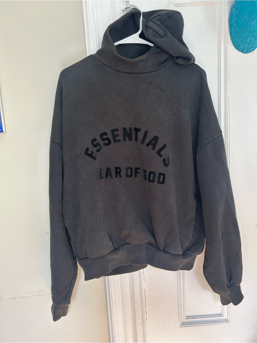 Fear of God Essentials Jet Black Hoodie small